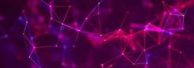 Noktalı ve çizgili çokgen arkaplan. Ağ bağlantısı yapısı. Bilim ve teknoloji. 3d oluşturma