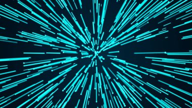 Soyut kozmik patlama. Parlayan neon ışınlarının hareketi. Hiper atlama. Parlak patlama. 3d oluşturma