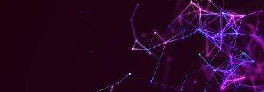 Noktalı ve çizgili çokgen arkaplan. Ağ bağlantısı yapısı. Bilim ve teknoloji. 3d oluşturma