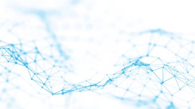 Soyut dijital bağlantı noktaları. Teknoloji geçmişi. Ağ bağlantısı yapısı. Pleksus etkisi. 3d