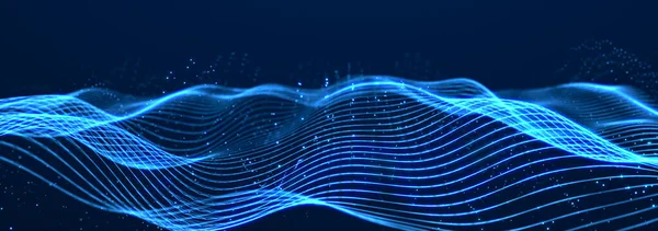 Красива Вигнута Хвиля Темному Тлі Цифрові Технології Фону Концепція Мережі — стокове фото