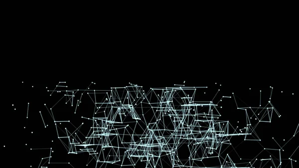 Kub Linjer Och Prickar Wireframe Polygonal Element Mörk Bakgrund Vetenskap — Stockfoto