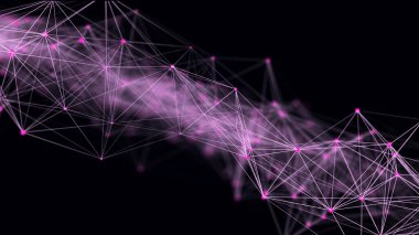 Noktalı ve çizgili çokgen arkaplan. Ağ bağlantısı yapısı. Bilim ve teknoloji. 3d oluşturma