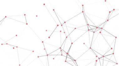 Noktalı ve çizgi hareketli soyut çokgen boşluk. Veri teknolojisi ve bilimsel çizim. 3D görüntüleme. Kusursuz döngü. 4K