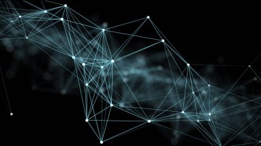 Noktalı ve çizgili çokgen arkaplan. Ağ bağlantısı yapısı. Bilim ve teknoloji. 3d oluşturma