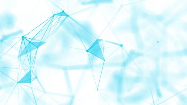 Noktalı ve çizgili çokgen beyaz arka plan. Ağ bağlantısı yapısı. Bilim ve teknoloji 3D görüntüleme