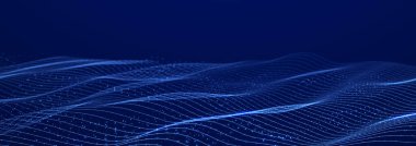 Noktalı ve çizgili dijital manzara. Siber uzay şebekesi. Tasarımın için arka plan konsepti. 3d oluşturma