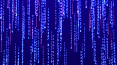 Farklı boyutlarda siber uzay arkaplanı. Büyük veri görselleştirmesi. Hacker konsepti. Soyut matris. Teknoloji ya da bilim afişi. 3d oluşturma