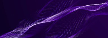 Karanlık bir arka planda güzel kıvrımlı dalga. Dijital teknoloji geçmişi. Ağ kavramı. 3B görüntüleme