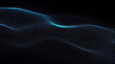 Noktalı ve çizgili dijital manzara. Siber uzay şebekesi. Tasarımın için arka plan konsepti. 3d oluşturma