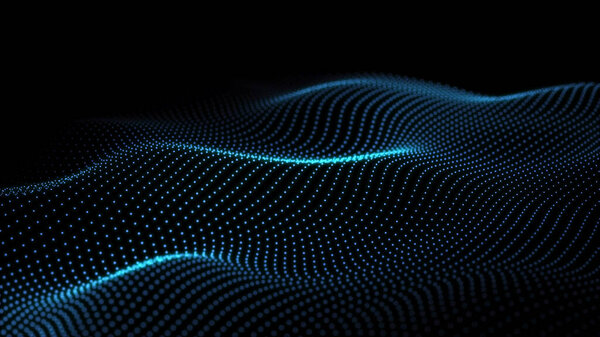 Цифровой ландшафт с точками и линиями. Киберпространство. Фон-концепция для вашего дизайна. 3d-рендеринг