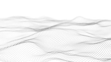 Bir sürü noktalı dinamik dalga. Noktaların soyut hareket arkaplanı. Teknoloji ya da bilim. 3D kusursuz döngü. 4K