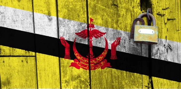 Brunei Vlag Textuur Sjabloon Coronavirus Pandemie Landen Kunnen Worden Gesloten — Stockfoto