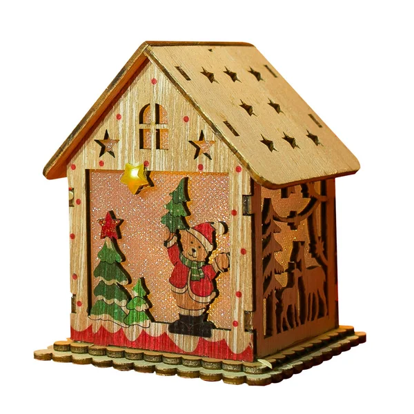 Maison Jouets Bois Décoration Noël Isoler Blank Pour Motif Contenu — Photo