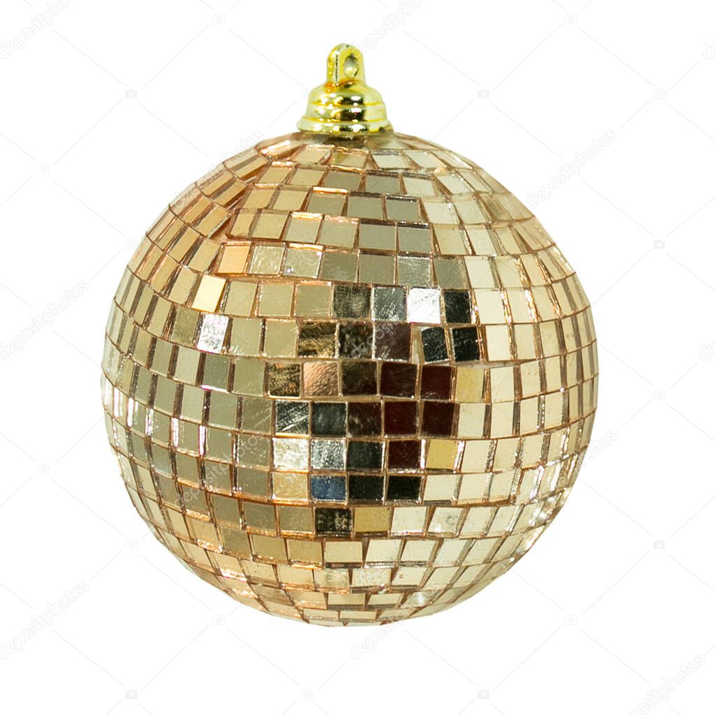 A ball of pieces of mirrors. Disco. Christmas decoration. Isolate. Blank for the pattern. Content for the designer.