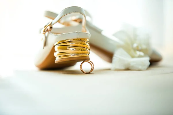 Wedding Accessories Wedding Rings Bridesmaid Shoes — Stock Photo, Image