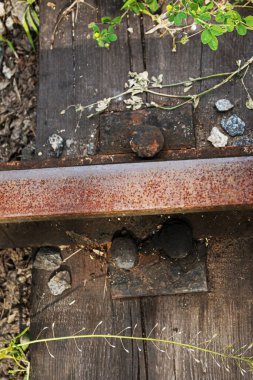 Demiryolu ekipmanları. Demiryolu bağlantısı kurulmuş. Sovyet döneminden kalma çocuk demiryolunun parktaki görüntüleri..