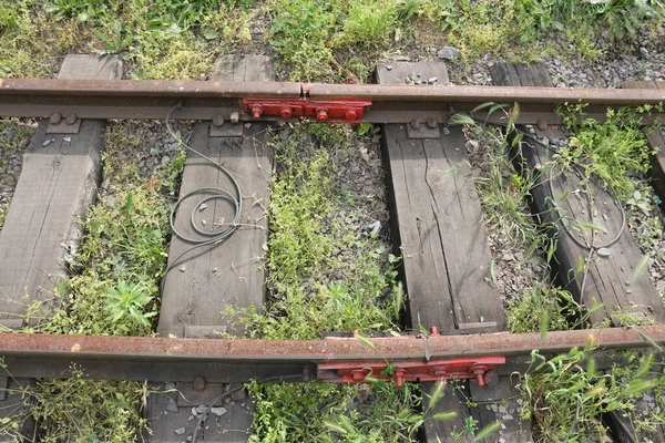 Equipo Ferroviario Instalación Fijación Del Carril Filmación Del Ferrocarril Infantil — Foto de Stock