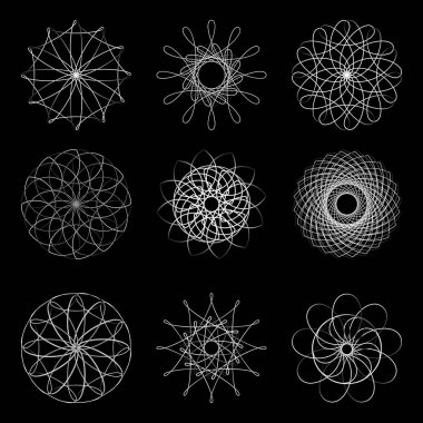 Gümüş dairesel desen çiz. Kaleydoskop. Doğu süsü. Tebrik kartları ve davetiyeler için uygun. Kumaş ve kağıda yazdırma.