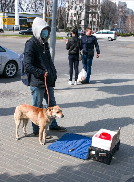 Днепропетровск Украина 2021 Добровольцы Собирают Деньги Корм Животных — стоковое фото
