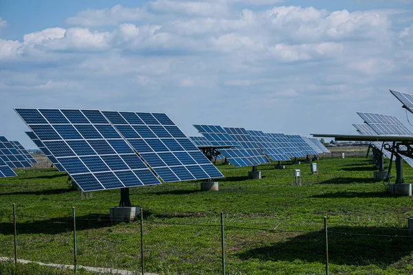 Solar cells, or solar module, or solar panels in a solar power plant. Batteries absorb sunlight from the sun and use light energy to generate electricity.