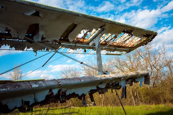 Parte Viejo Avión Oxidado Primer Plano Enfoque Selectivo —  Fotos de Stock