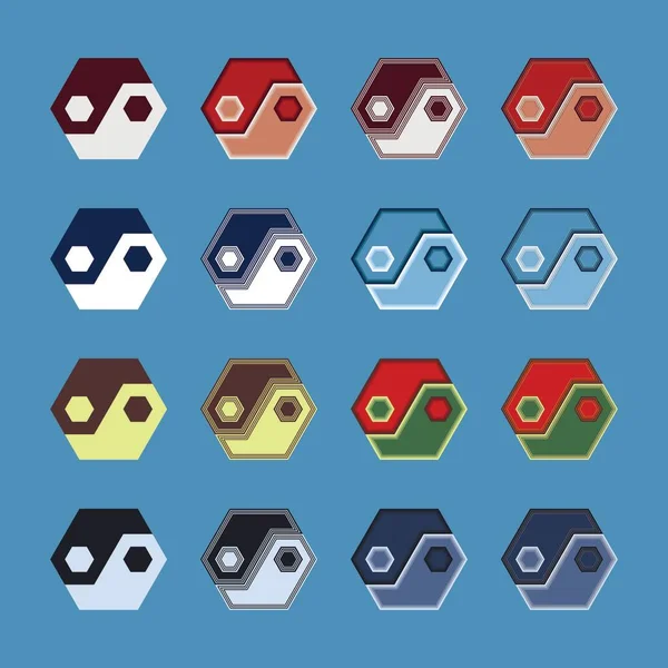 Yin Yang Logos Establecidos Los Iconos Están Hechos Con Diferentes — Foto de Stock