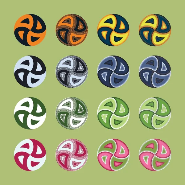 Yin Yang Logotyper Inställda Ikonerna Gjorda Med Olika Stylingalternativ — Stockfoto