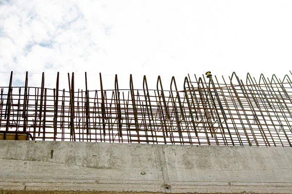 Construction of a new highway. A viaduct support at the manufacturing stage.