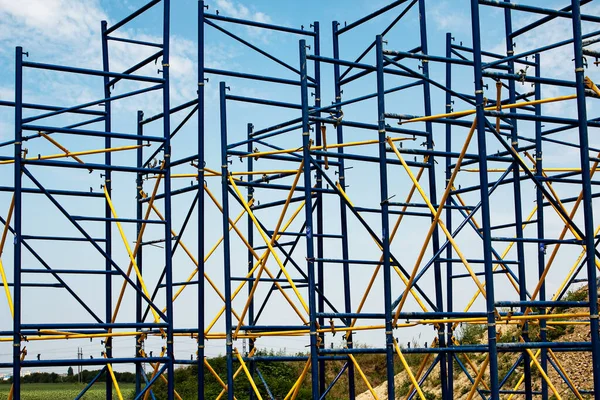 Cantiere Con Ponteggio Torre Costruzione Ponteggi Una Fabbrica Costruzioni — Foto Stock