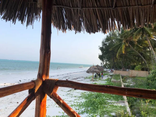 Uma Vista Costa Oceano Índico Partir Uma Casa Madeira Palafitas — Fotografia de Stock