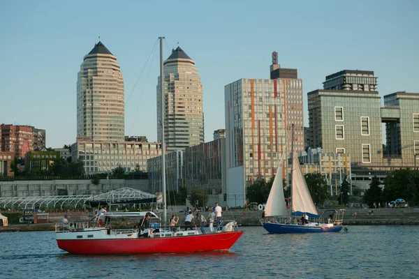 Dnepropetrovsk Ucraina Veduta Del Fiume Dnepr Dal Lato Dello Yacht — Foto Stock