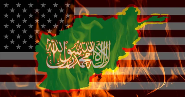 Діаграма Афганістану Талібану Тлі Прапора Сполучених Штатів Америки Концепція Проблем — стокове фото