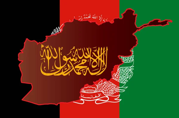 Calligraphic Writing Taliban Shahada Islamic Republic Afghanistan Outline Map Map — Stock Photo, Image