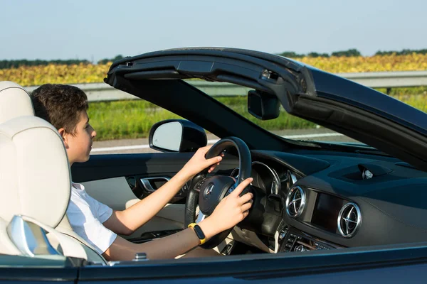 Dnepropetrovsk Ukraine 2021 Young Man Driving Mercedes Benz Car Luxury — Stock Photo, Image