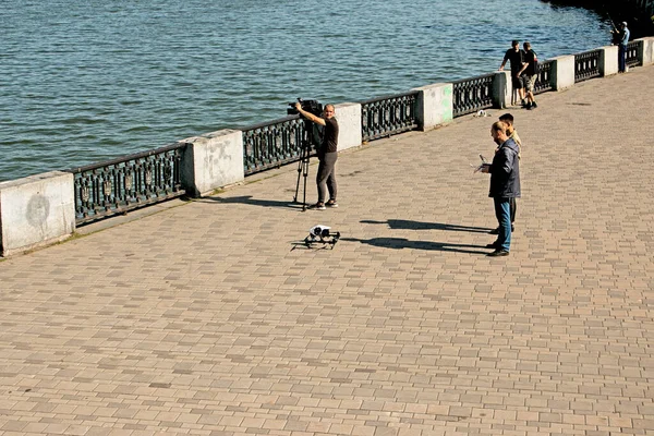 Dnepropetrovsk Oekraïne 2021 Lokale Verslaggevers Die Drone Gebruiken Filmen Een — Stockfoto