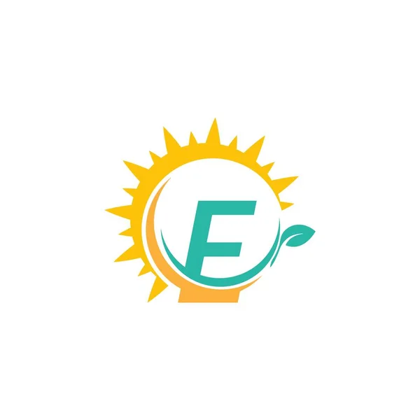 Icône Lettre Logo Avec Feuille Combinée Avec Concept Design Sunshine — Image vectorielle