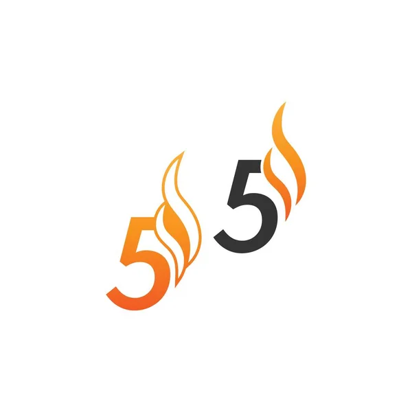 Number Fire Waves Logo Icon Concept Design Template — Stock Vector