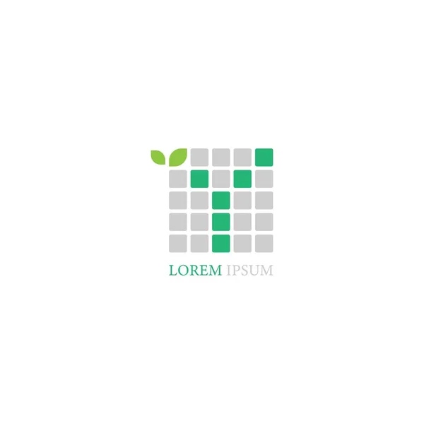 Lettera Icona Logo Con Foglie Quadrati Vettoriale Design — Vettoriale Stock