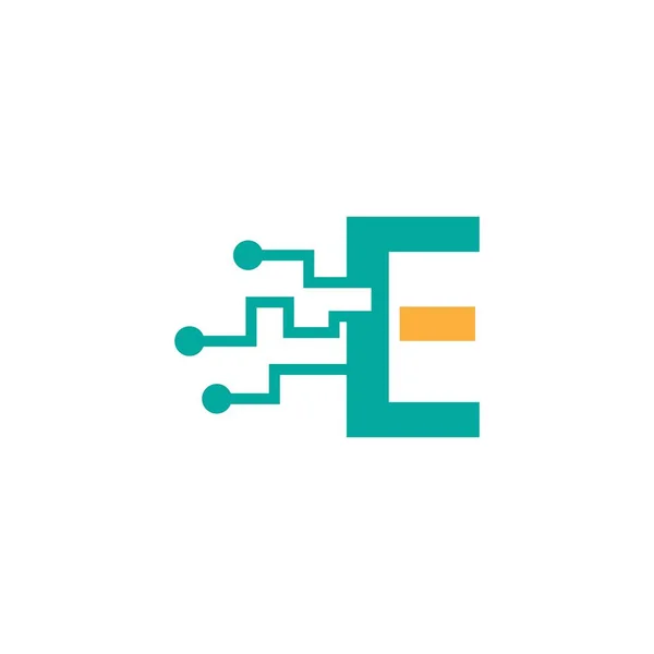 Lettre Icône Logo Technologie Circuit Illustration Conception Créative — Image vectorielle