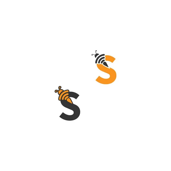手紙S蜂のアイコン創造的なデザインのロゴイラスト — ストックベクタ