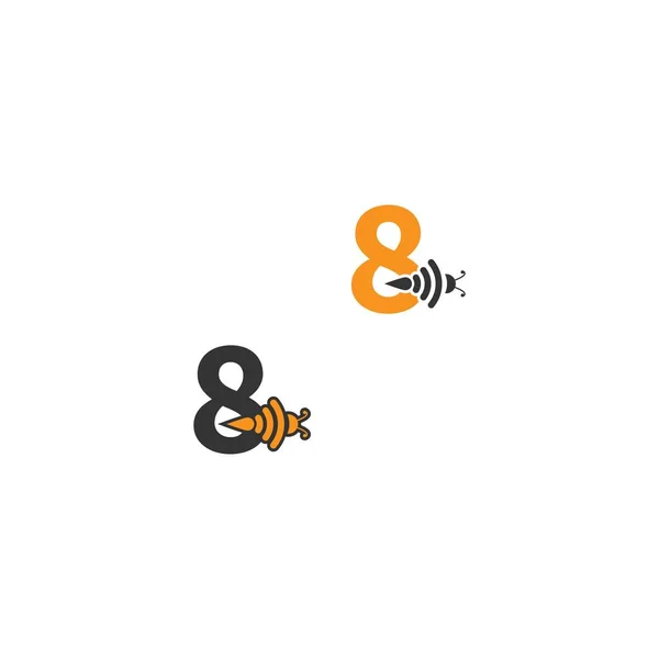 Nummer Bee Pictogram Creatief Ontwerp Logo Illustratie — Stockvector