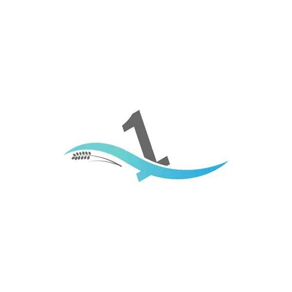 Icono Logo Número Gota Ilustración Del Agua — Vector de stock