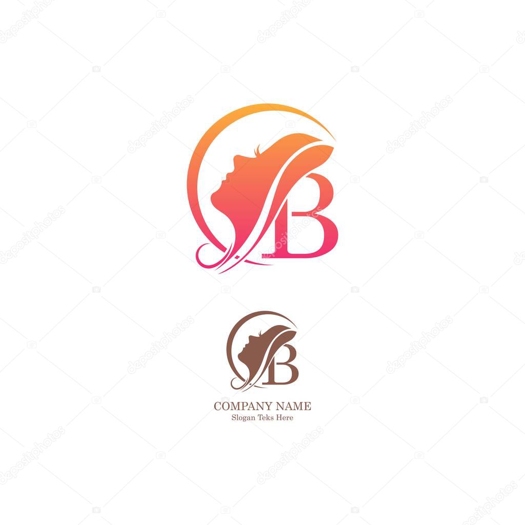 Beautiful face logo letter B icon in front  design vector