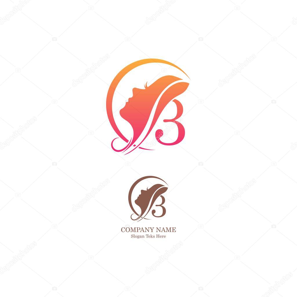 Beautiful face logo number 3 icon in front  design vector