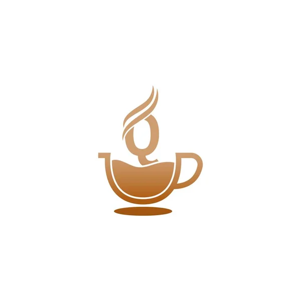 コーヒーカップアイコンデザインレターQロゴコンセプト — ストックベクタ
