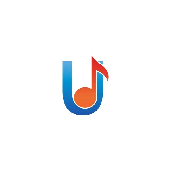 Ícone Logotipo Letra Combinado Com Modelo Design Musical Nota — Vetor de Stock