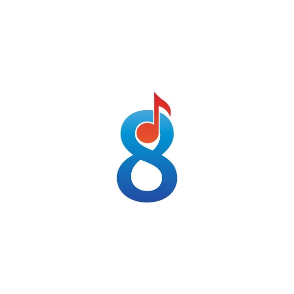 Ícone Logotipo Número Combinado Com Modelo Design Musical Nota — Vetor de Stock