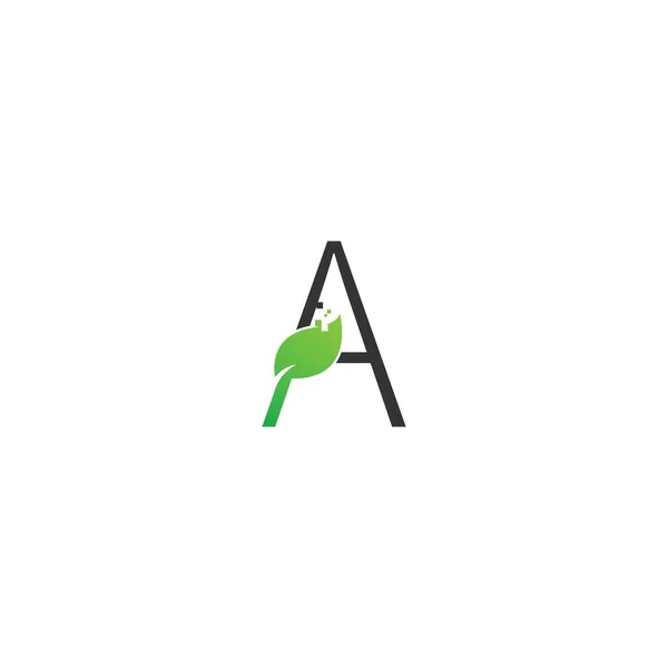 Γράμμα Λογότυπο Φύλλο Ψηφιακό Εικονίδιο Σχεδιασμό Διάνυσμα Έννοια — Διανυσματικό Αρχείο