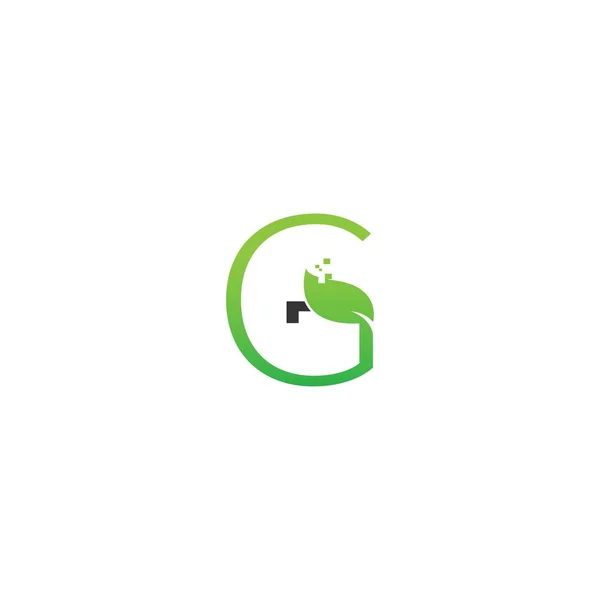 Buchstabe Logo Blatt Digitale Ikone Design Konzept Vektor — Stockvektor
